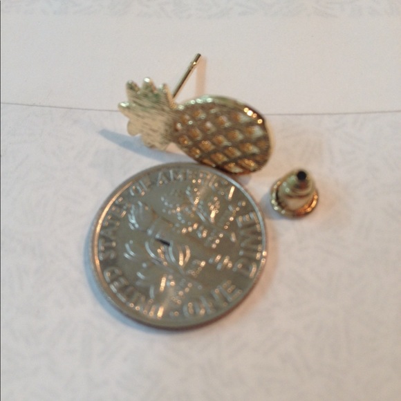 Dainty Gold-Tone Pineapple Earrings - Picture 3 of 4